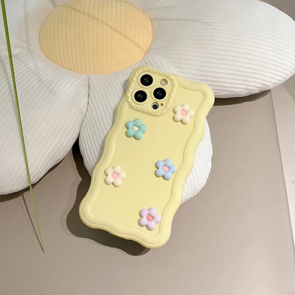 Korean ins cream wind three-dimensional flower flower for iPhone17 Apple 16Pro max mobile phone case 15 women 14