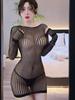 Sexy Pure Desire Bodycon Dress Elegant Sleepwear Hollow Out Tearable Mesh Large Size Sheer Hot Sexy Women Mini Dress Tops Kxu8