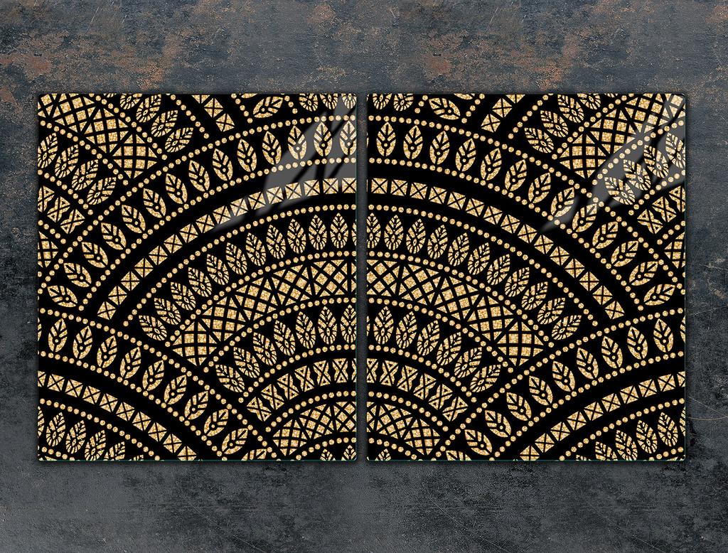 Glass protective plate for the stove 2x45x52 Pattern