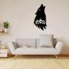 2PCS Mountain Wolf Silhouette Metal Wall Art Nature Wilderness Home Cabin Decor Set