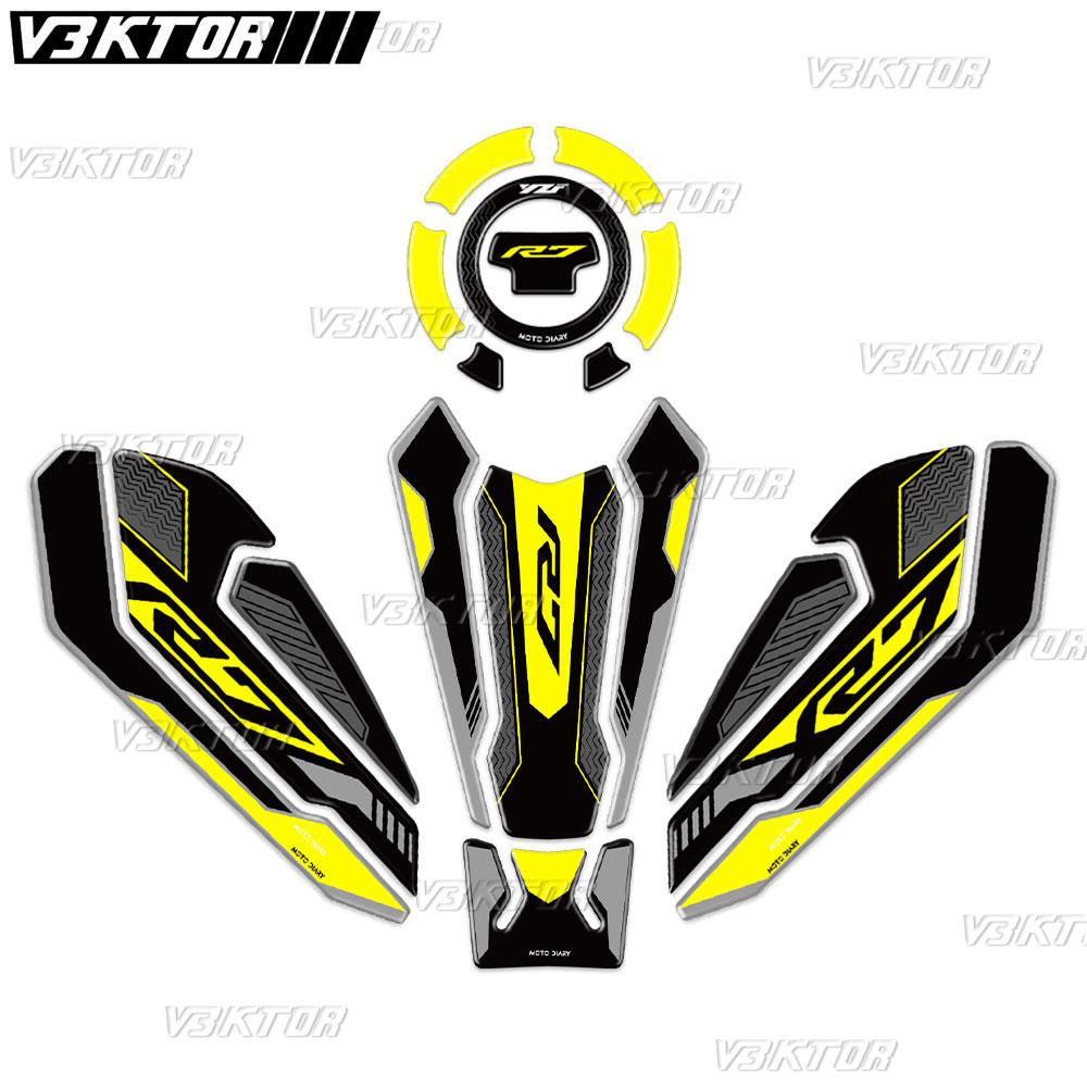 3D Resin Tank Pad Sticker Motorcycle Fuel Tank Protection Decal For R7 YZF R7 YZFR7 2021-2024 2023 2022