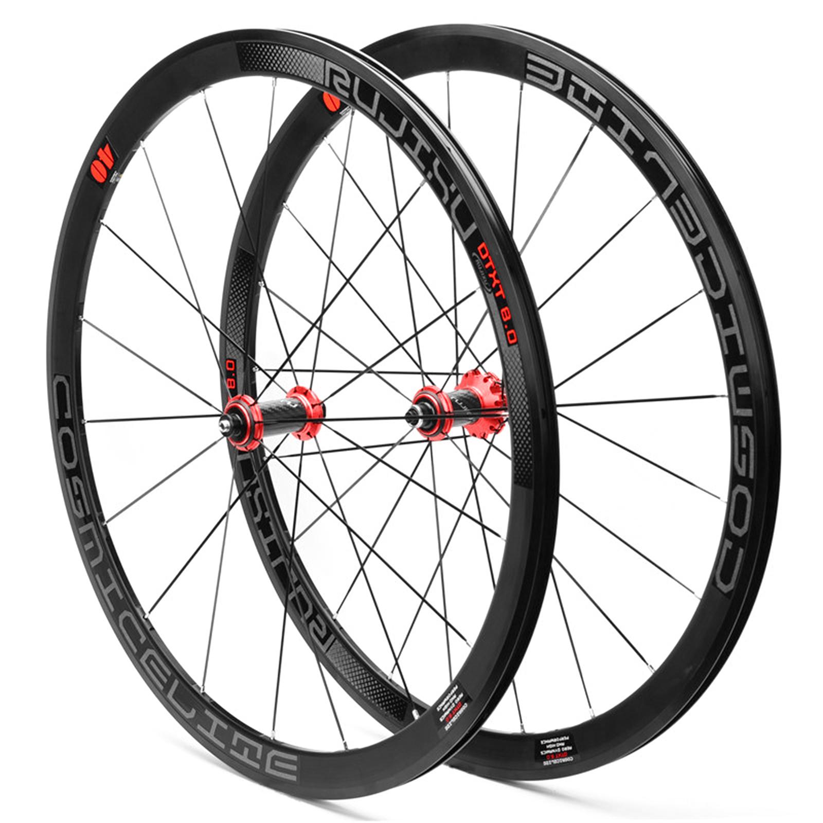 Set roți pentru bicicletă de drum 700C Fibră de carbon Ultra-ușoară 120 decibeli 40 mm/1,57 inchi Bandă reflectorizante Frână V/C roșu