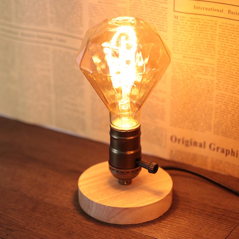 Modern Wood Table Lamp Retro E27 Desktop Decorative Light Indoor Art Lamp Living Room Bedroom Decoration Wood Light Base EU Plug