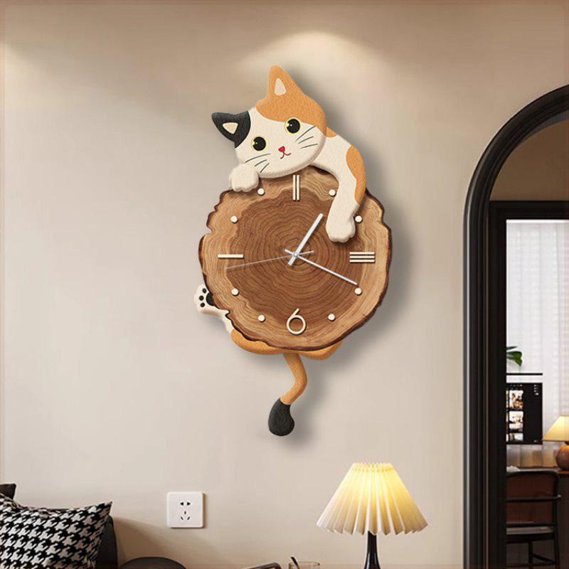 Contemporary Minimalist Cat Wall Clock – Creative Internet-Inspired Design, Ideal for Modern Living Rooms, With Free Shipping