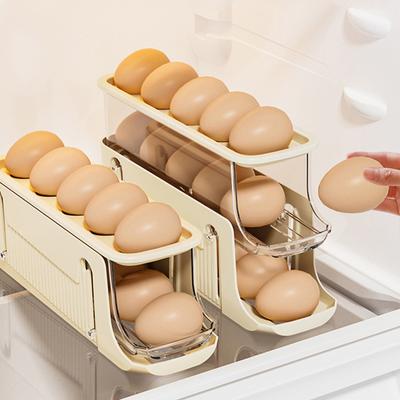 Support à œufs pliable à 3 niveaux, support à œufs à défilement automatique pour réfrigérateur de cuisine, boîte de rangement pour œufs, plateau à œufs