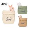 Pen Holder Wrinkled Paper Bag with Animal Decor, Resin Desk Cup Organizer & Succulents Planter, Cute Stationery Gift for Students Office Soft