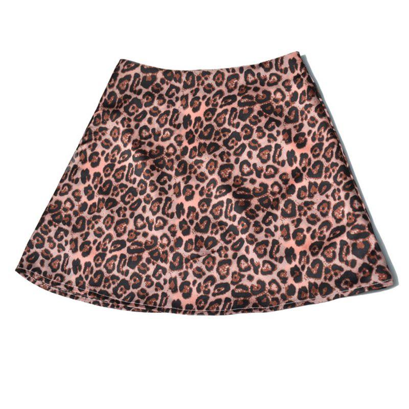 Leopard Floral High Waist Zip Skirt Women's Leopard Print Floral High Waist Zip Skirt