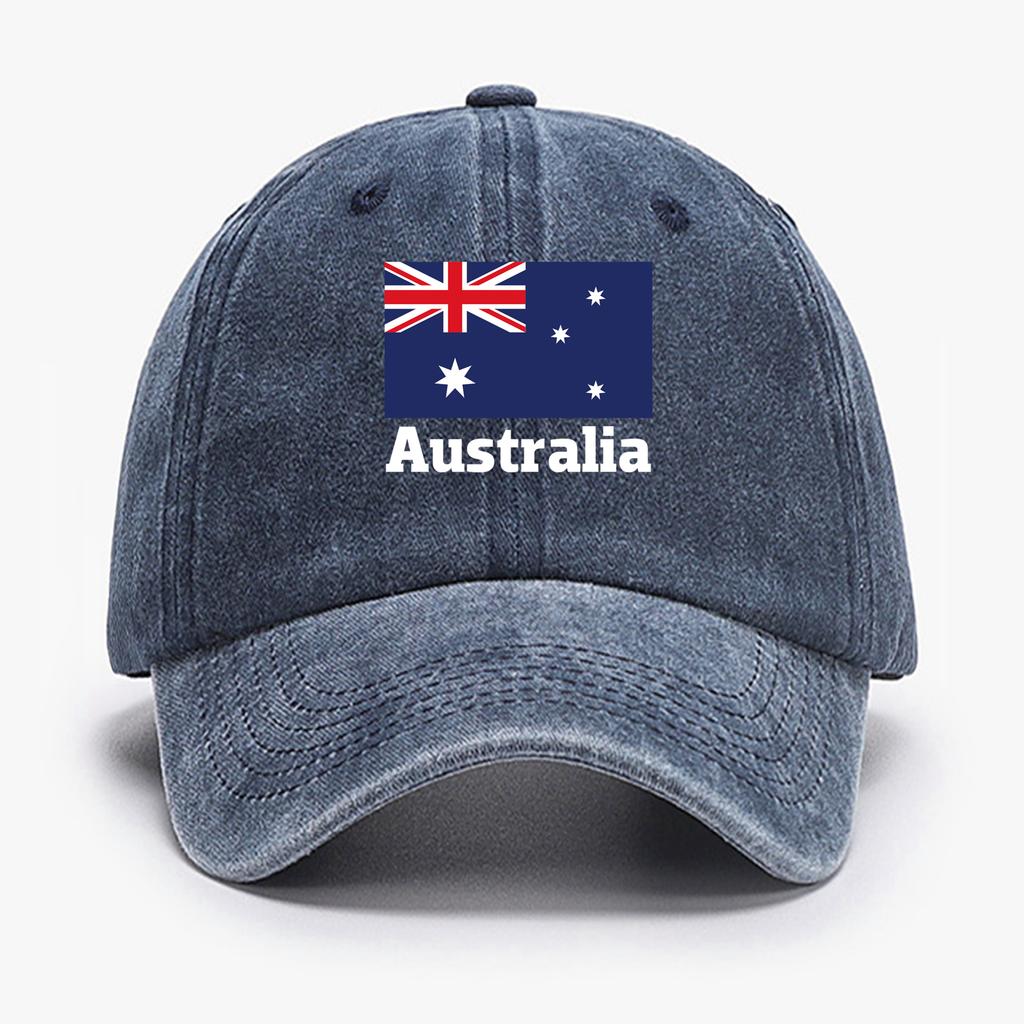 Australian Flag Print Baseball Cap Unisex AdjustableHat Sun Protect Dad Hat Washed Cotton UnisexCaps for Outdoor Traverl Hiking