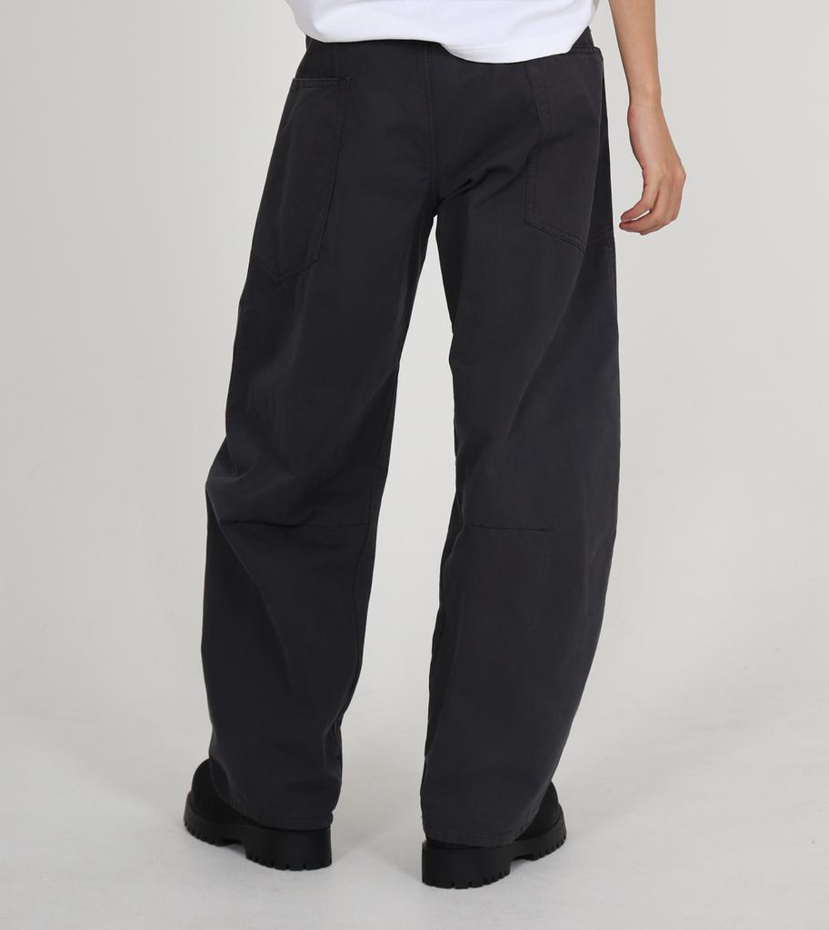 Beoteunseoul Side Big Pocket Curved Washed Cotton Pants (Dark Gray)