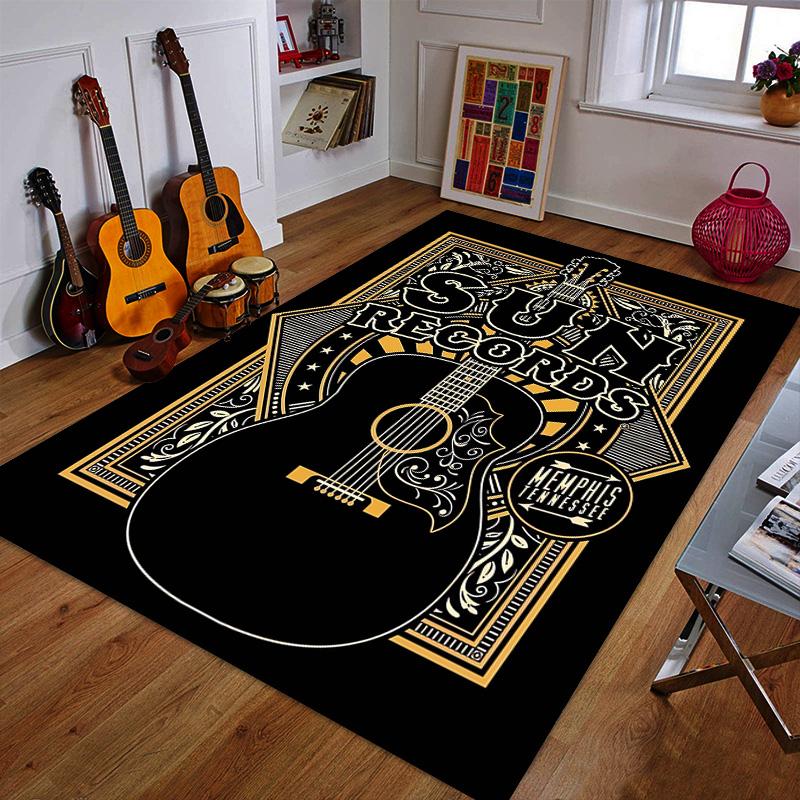 Sun Records Guitar Design, Memphis Style. Patterned carpet a non slip rug suitable for all seasons and any setting, gift