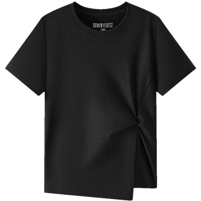 Женская приталенная футболка Semir с асимметричным подолом и коротким рукавом S