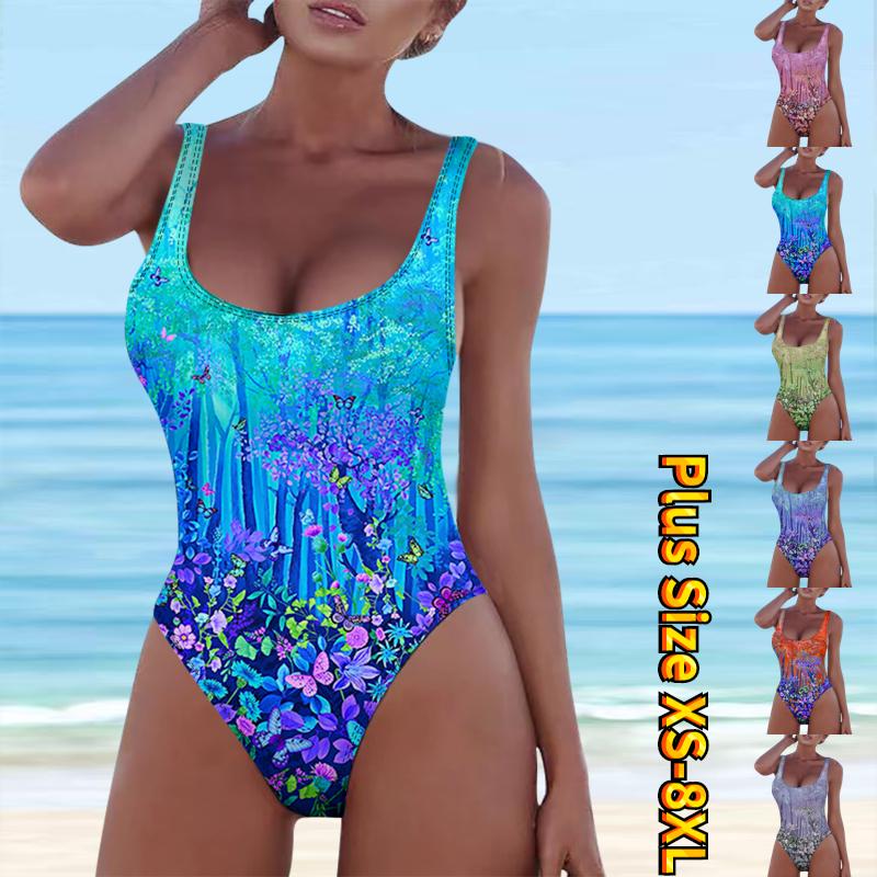 

Женская мода, консервативная пляжная одежда, бикини, 3D радужно-синие джунгли, маленькие фрагментированные цветы с принтом, цельные купальные костюмы