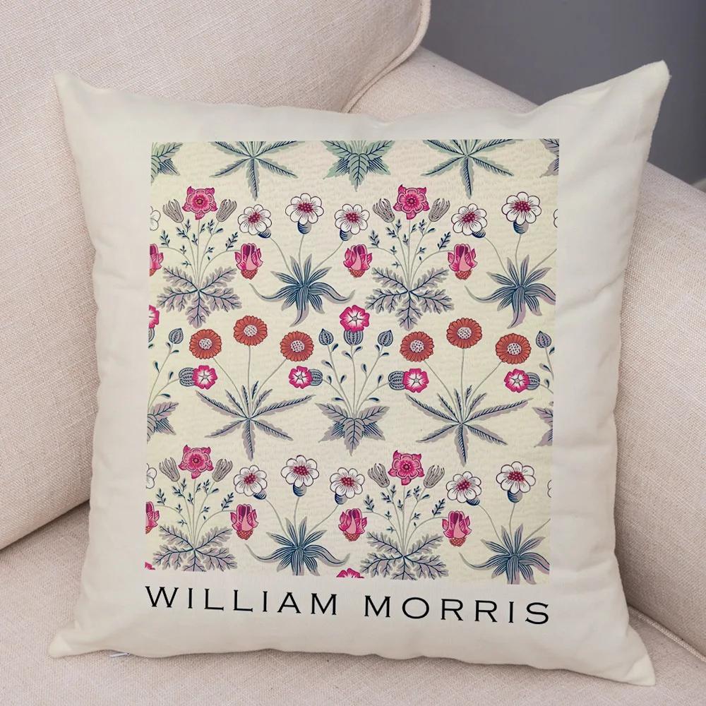 William Morriso Casual Pillowcase Double Print Decor Vintage Flower Boh Pillow Case for Sofa Car Home Plush Nordic Cushion Cover