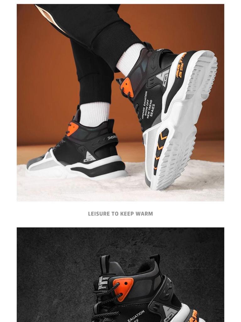 Men's 2025 Winter High-Top Waterproof Non-Slip Velvet-Lined Basketball Sneakers