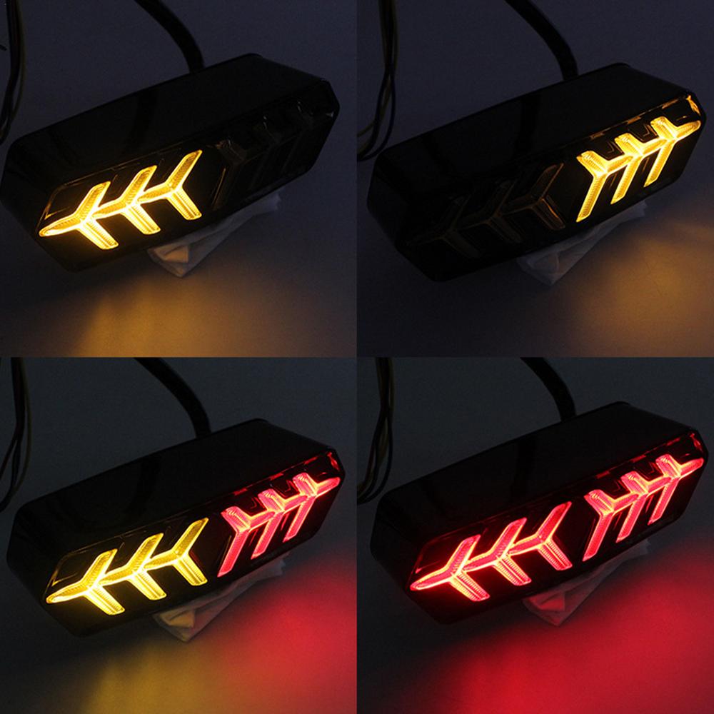 LED Brake Tail Lights Ultra-Bright Integrated Fishbone Flowing Tail Light Safe Motorbike Brake Rear Light Motorcycle Taillight