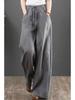 2025 Women's Plus Size Cotton Linen Wide-Leg Trousers - High Waist, Loose Fit, Straight Leg, Casual Summer Pants
