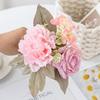 Artificial Flowers 5 Branches Silk Peony Roses Combination Home Room Decora Bridal Bouquet Wedding Wreath Accessories DIY Gifts