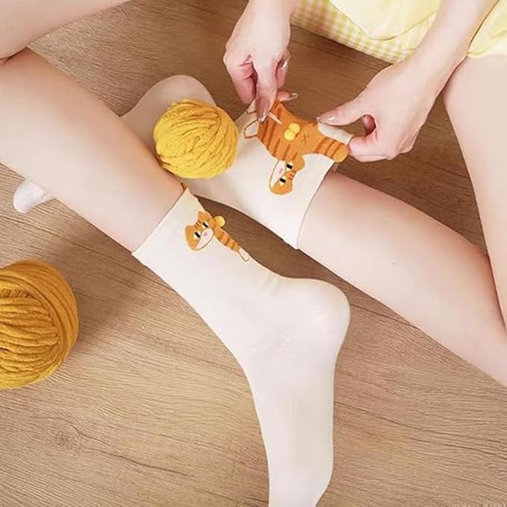 Woman Socks Kawaii Cartoon Cute 3D Dog Cat Paw Pattern Female Home Floor Sleeping Animal Crew Cotton Sock For Cats Lovers