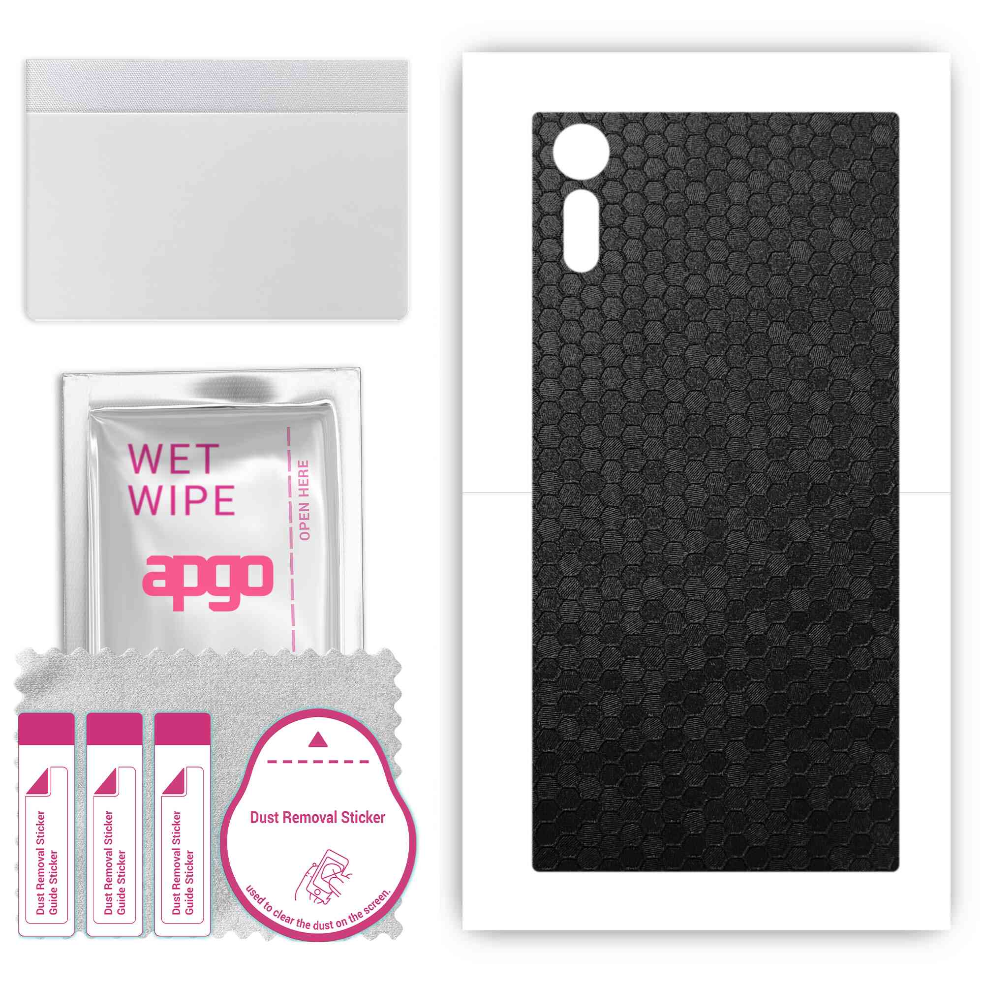

Apgo Protective Skin Sticker for the back compatible with Sony Xperia XZ, Wrap Film, Foil, Vinyl - Pattern Black Honeycomb