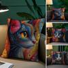 Prints Of The Strange Cats Pillow Case Comfort Sofa Bed Silky Elegant Invisible Zipper Decorative Cushion Cover
