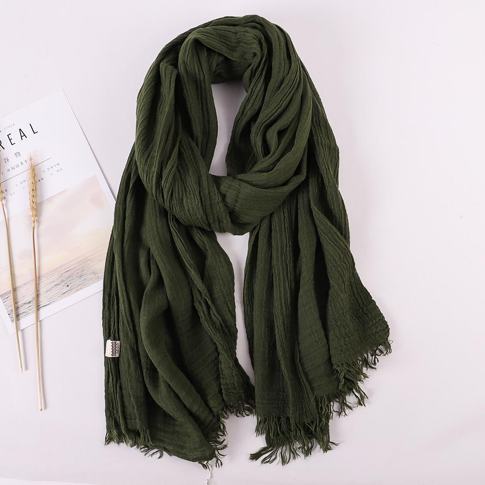 Fashion Designer Linen Cotton Scarf Women Solid Color Muslim Hijab Scarves Shawls Plain Big Pashmina Wrap Head Hair Scarf