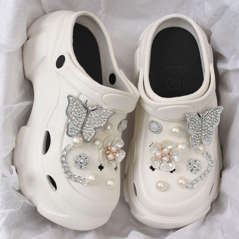 

Women s EVA Summer Sandals: Thick Sole, Height-Boosting, Pearl Rhinestones, Non-Slip Platform, Casual Beach Wear. 38-39 (fits size 37-38)