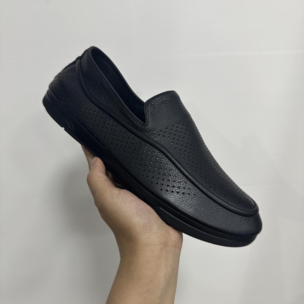 Summer New Leather First Layer Cowhide Casual Dress Leather Breathable Business Men British One Pedal Doudou Soft Bottom