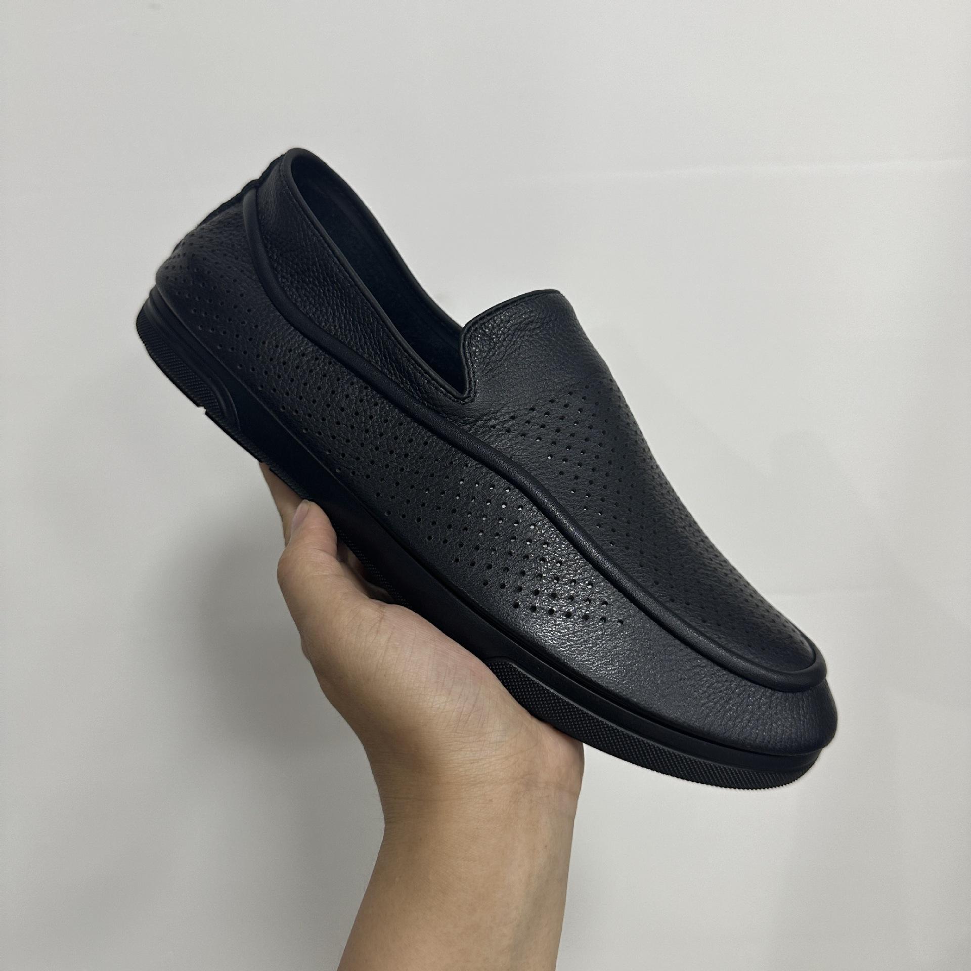 

Summer new leather first layer cowhide casual dress leather breathable business men British one pedal Doudou soft bottom 44