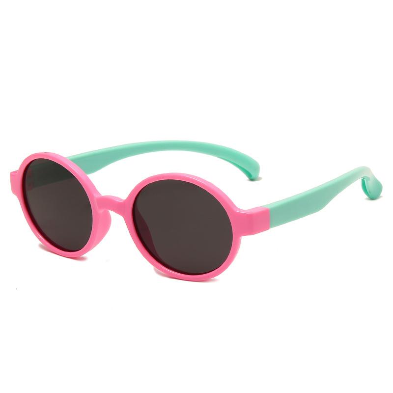 

Polarized Kids Sunglasses, Round Frame Color Block Design, Uv400 Protection Baby Sun Protection Eyeglasses S5006