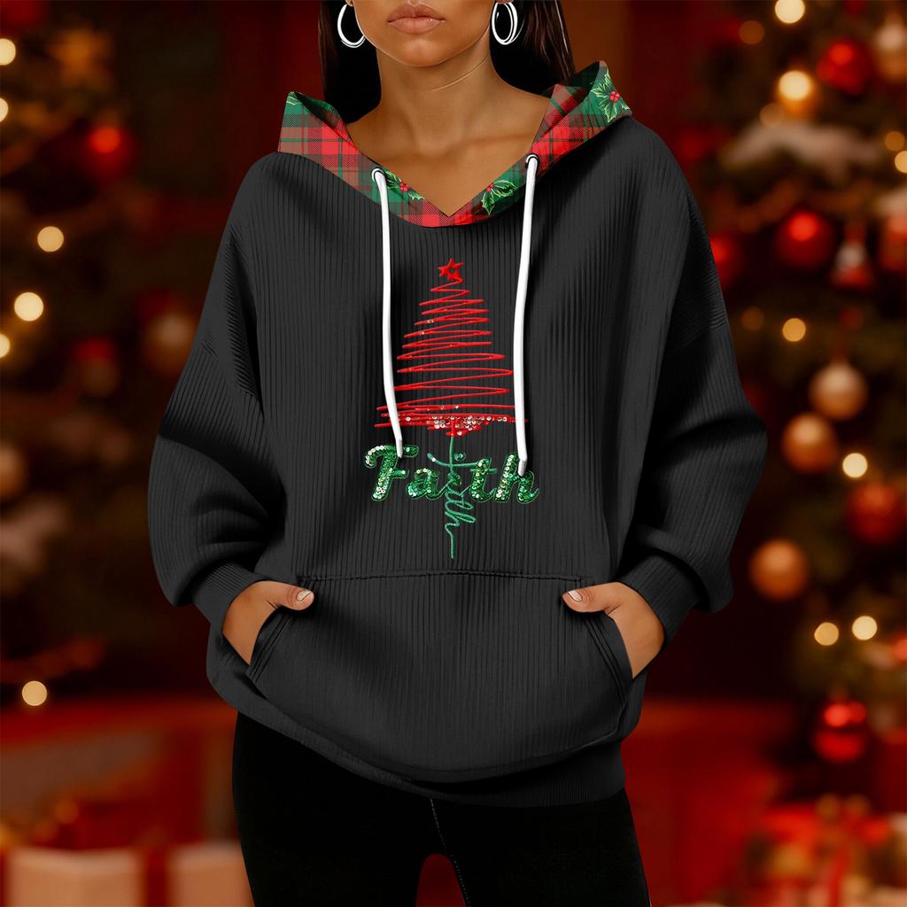 Women's Fashion Casual Christmas Print Pullover Long-Sleeve Sweatshirt