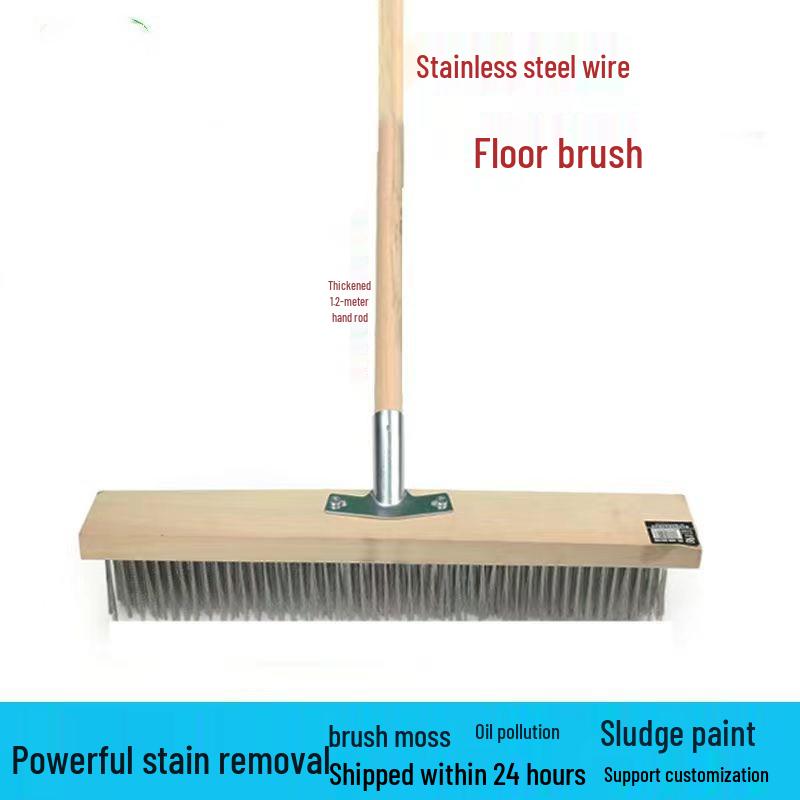 Long-Handle Stainless Steel Wire Brush for Outdoor Cement and Moss Cleaning