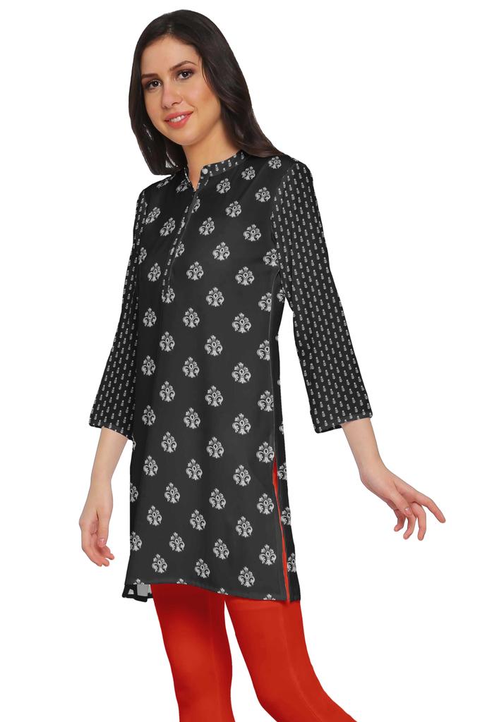 Moomaya Printed Side Slit Short Kurta Tunic For Women Summer Wear Ladies