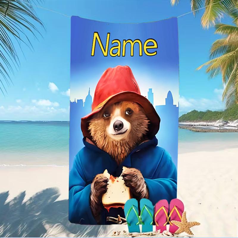 Customizable personalized beach towels Paddington Bear themed designs.Suitable for the beach, yoga, sports;ideal as beach accessories