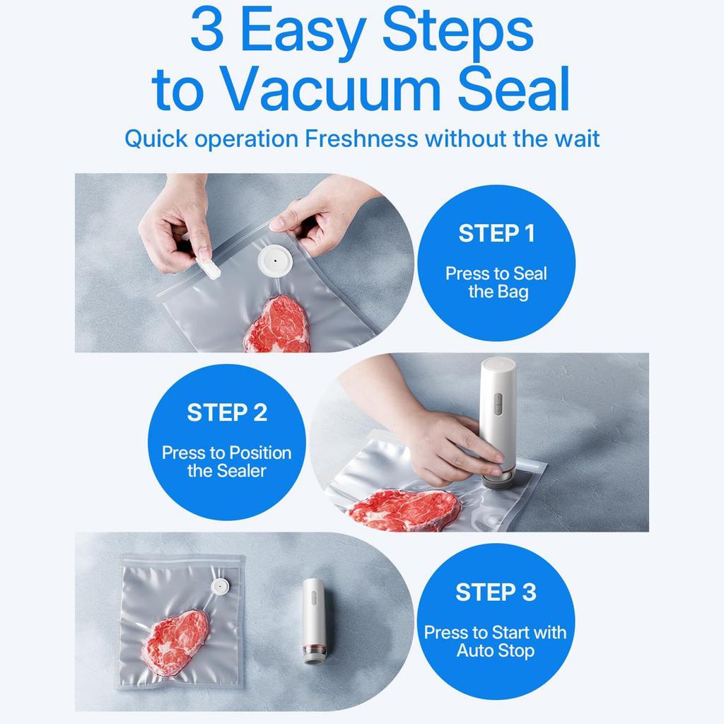 Compact Vacuum Sealer for Food, Powerful Handheld Vacuum Sealer Machine, Seal Meal Saver with Visible Water Tank,