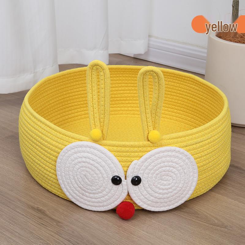 Woven Cotton Rope Cat Bed: All-Season Cat Supplies with Scratching Board