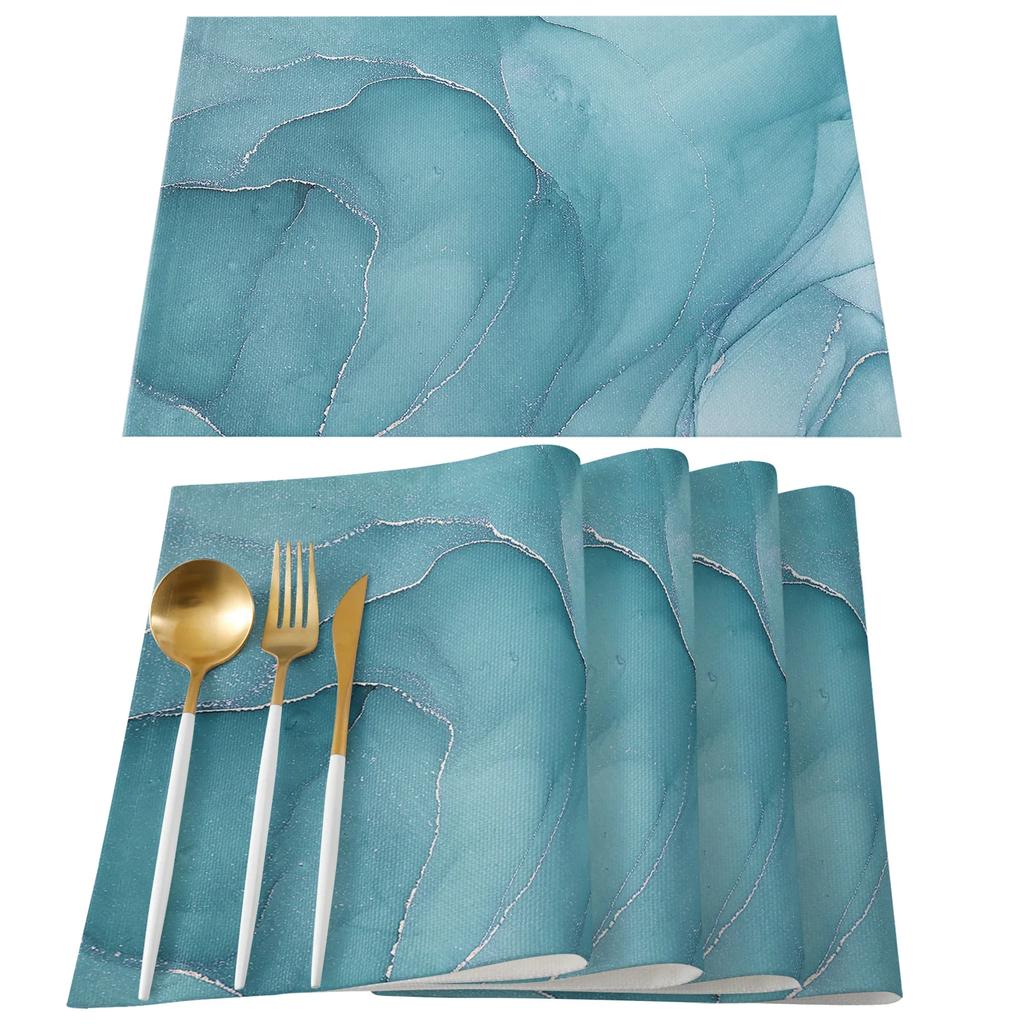 Marble Placemats Set Washable Kitchen Dining Table Mats,Heat-Resistant Place Mats for Indoor Outdoor Party Holiday Decoration