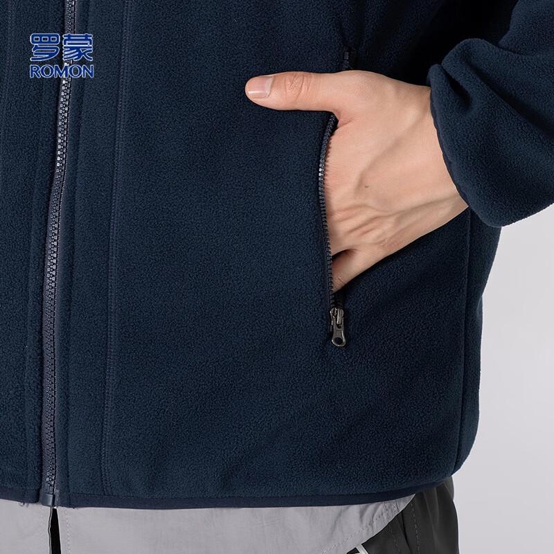 Romon Men's Stand-Collar Double-Sided Fleece Jacket
