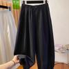 Womens White Polyester Casual Wide Leg Pants With Pockets For Spring Summer