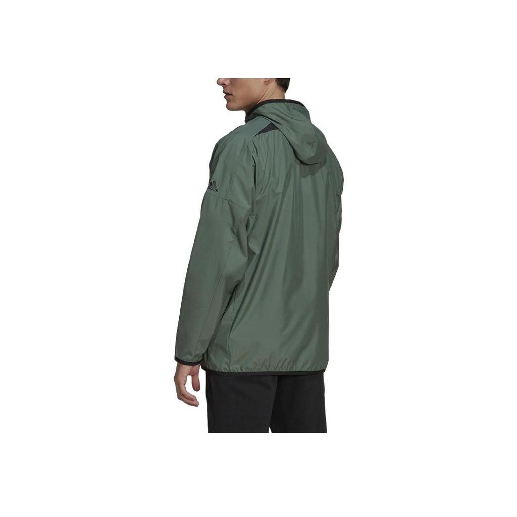 Adidas Neo Solid Color Zip Pocket Windbreaker Jacket Men Jackets Green GQ0579