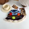 Warm and Cold Hat Versatile Wool Hat Winter Big Head Circumference Women's Face Small Colorful Striped Fisherman Hat Small Flower Pile Hat