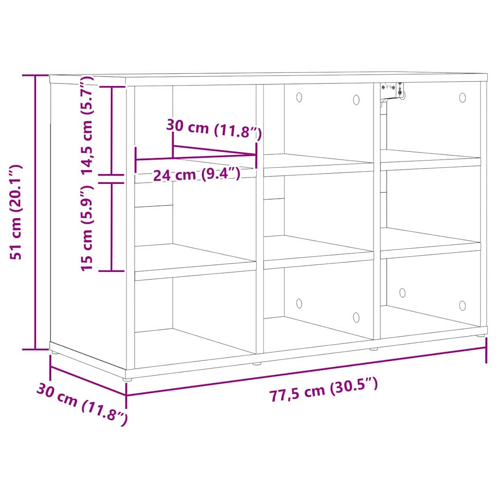 Shoe Cabinet with Shelf White 77.5 x 30 x 51 cm Particleboard