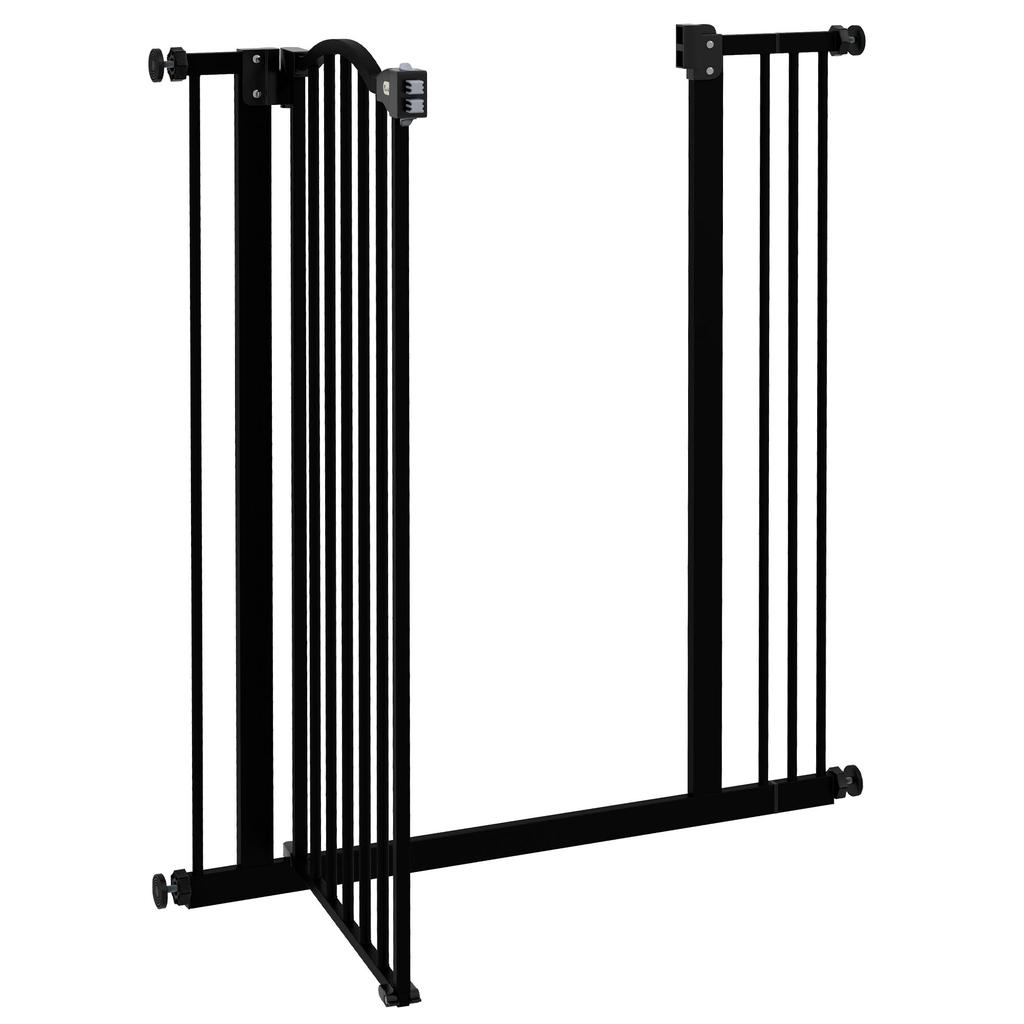Metal Pet Safety Gate Dog Gate Folding Fence 74-87cm, Black