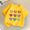 Heart Graphic Print Children Tshirts Summer Casual Fashion Kawaii Girls Colorful Tops Kids ONeck Short Sleeve Tshirts