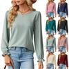 Moderna Färgrika Löstsittande Rundhalsad Långärmad Pullover T-shirt Topp för Kvinnor
