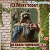 Vintage Rustic Raccoon "Laundr" Metal Tin Sign Wall Art with Hanger | 8x12 Inch Vintage Decor for Kitchen, Pub, Bar & Home | Far