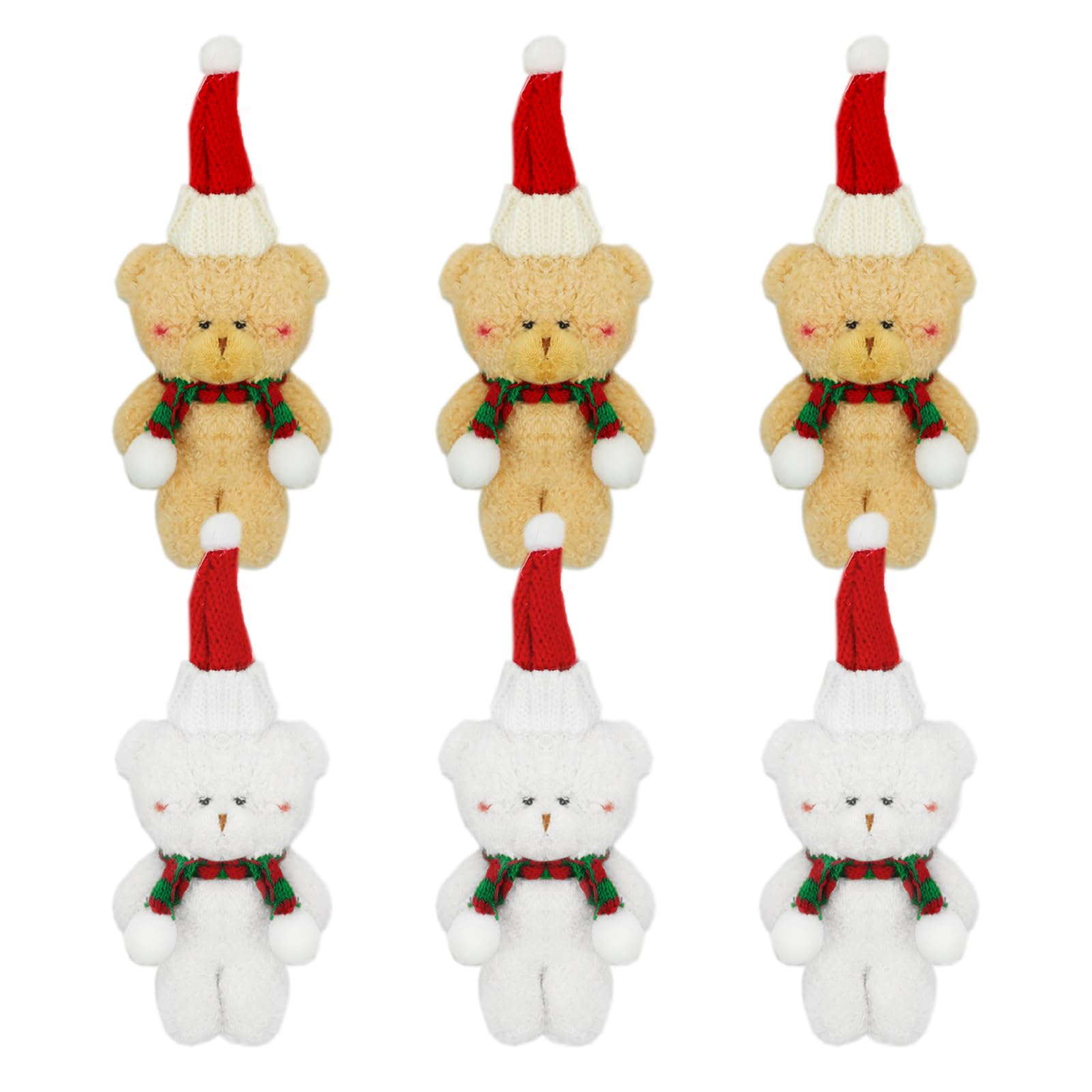 

siawadeky Christmas Keychain Bear Plush Toy Set of 6, Fluffy and Cute Bear Key Rings, Plush Key Pendants, Christmas Gifts for Best Friends,