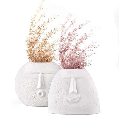 Latest Ceramic White 'Kiss Face Vase' | Vases for Home Decor Decorative Vase for Dried Flowers and Pampas Grass - Set of 2 | Vases for Living Room
