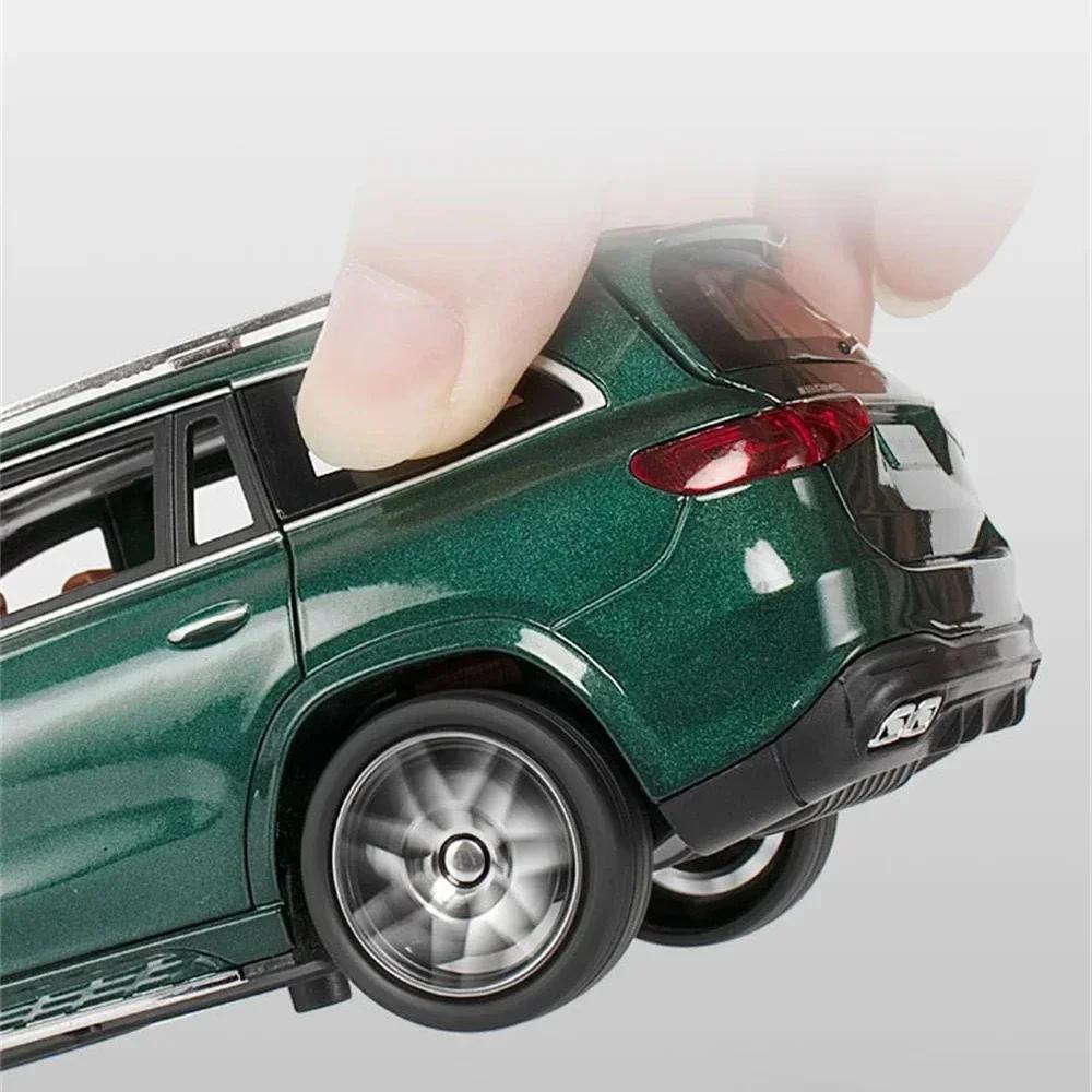 1/24 Benz GLS63 AMG Scale Alloy Diecast Toy Model Simulation Metal Vehicles Toy SUV Pull Back Sound Light Toys for Children