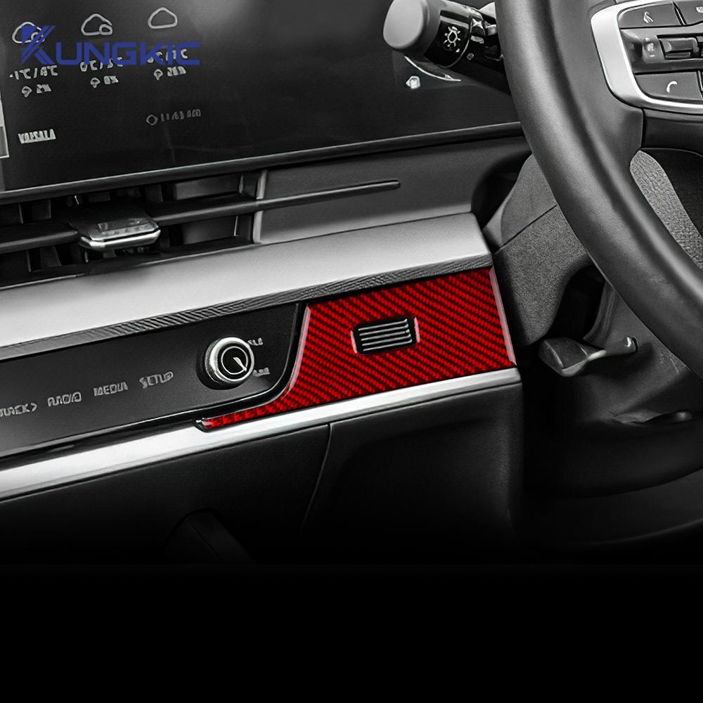 For Kia Sportage 2022 2023 2024 2025 Real Soft Carbon Fiber Sticker LHD RHD Car Center Console Side Outlet Panel Accessories