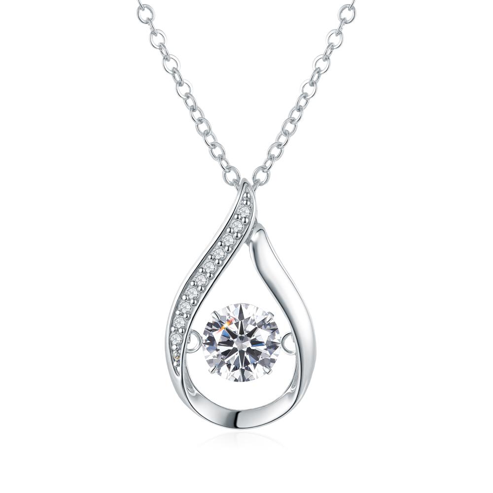 Chic Water Drop  S925 Sterling Silver Water Drop Cut Moissanite Pendant Necklace for Date Nights серебряный